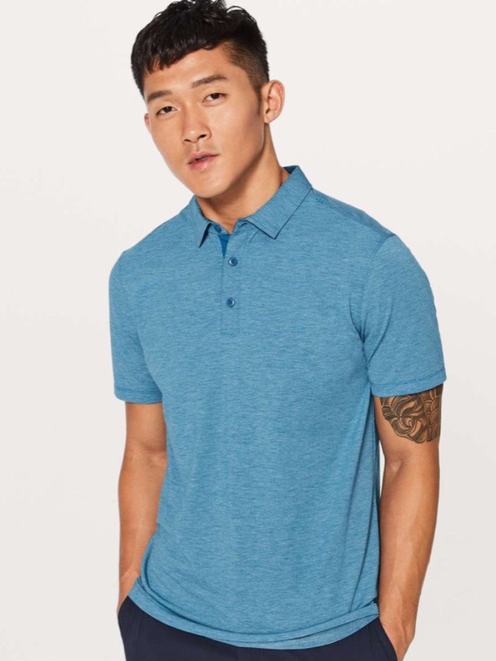 Lululemon Evolution Short-Sleeve Polo in Heathered Blue Size XL